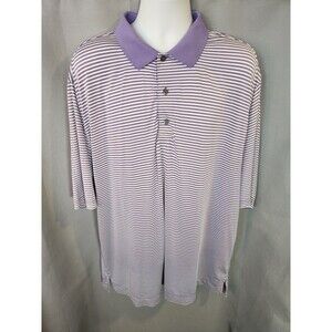 Footjoy Golf Polo Men's 2XL XXL‎ Short Sleeve  Shirt Purple White Stripe Dry Fit